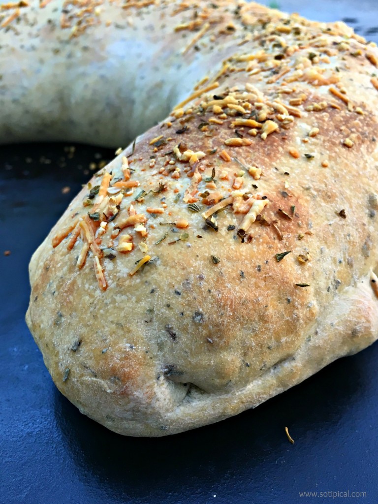 stuffed spinach bread baked