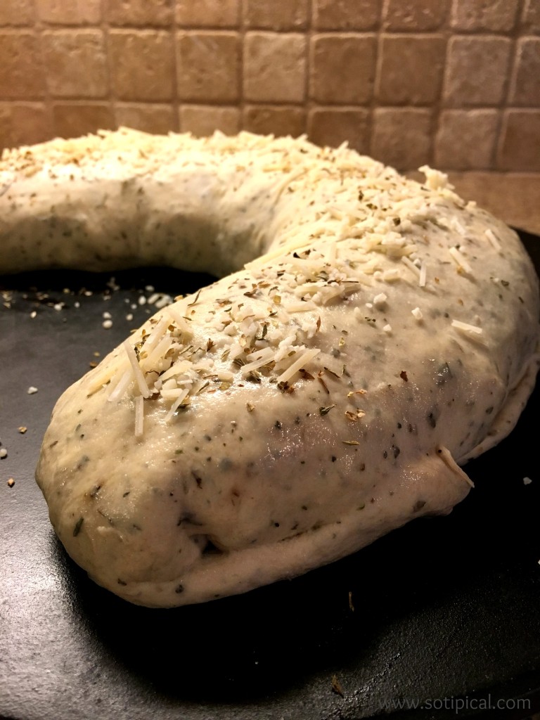 stuffed spinach bread parmesan topping