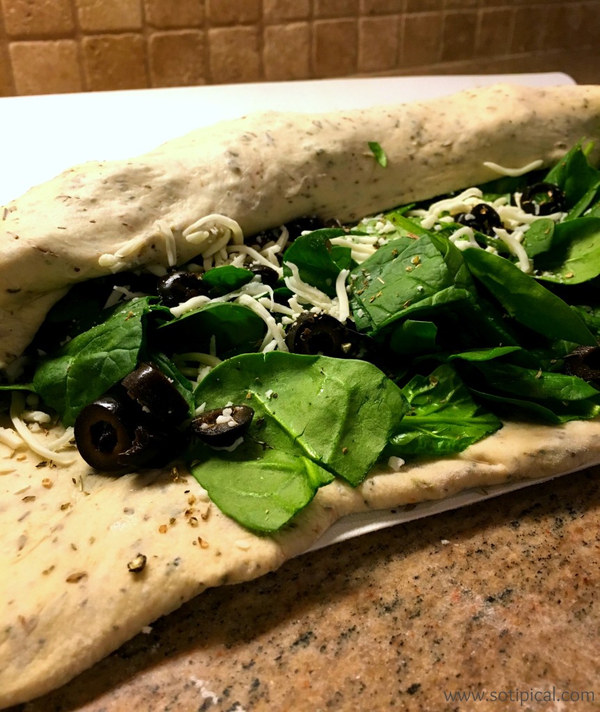 stuffed spinach bread rolled